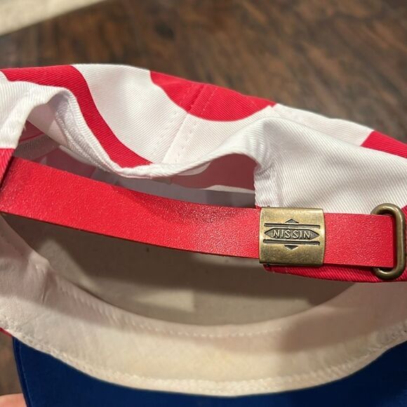 Nissin USA American Flag Hat Embroidered Stars Stripes Strapback Cap 90s VTG - Picture 6 of 7